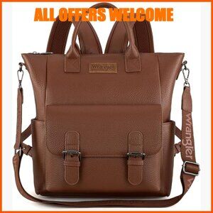 Faux Leather Convertible Backpack Purse with Anti-Theft Feature